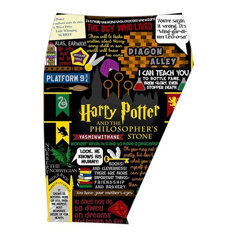 Book Collage Based On Harry Potter And The Philosopher s Stone Midi Wrap Pencil Skirt from ArtsNow.com  Front Right 