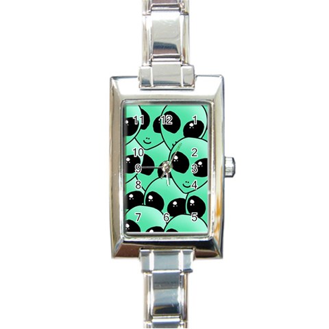 Alien Pattern Rectangle Italian Charm Watch from ArtsNow.com Front