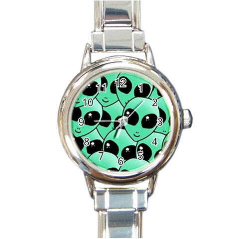 Alien Pattern Round Italian Charm Watch from ArtsNow.com Front
