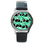 Alien Pattern Round Metal Watch