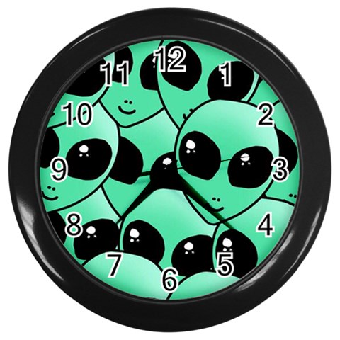 Alien Pattern Wall Clock (Black) from ArtsNow.com Front