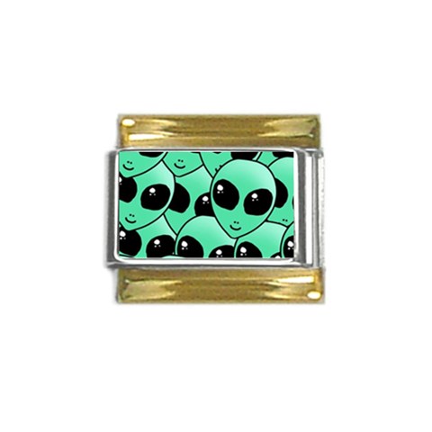 Alien Pattern Gold Trim Italian Charm (9mm) from ArtsNow.com Front