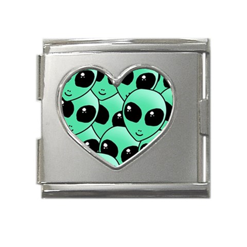 Alien Pattern Mega Link Heart Italian Charm (18mm) from ArtsNow.com Front