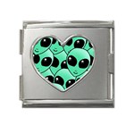Alien Pattern Mega Link Heart Italian Charm (18mm)