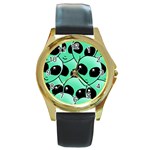 Alien Pattern Round Gold Metal Watch