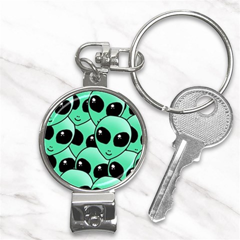 Alien Pattern Nail Clippers Key Chain from ArtsNow.com Front