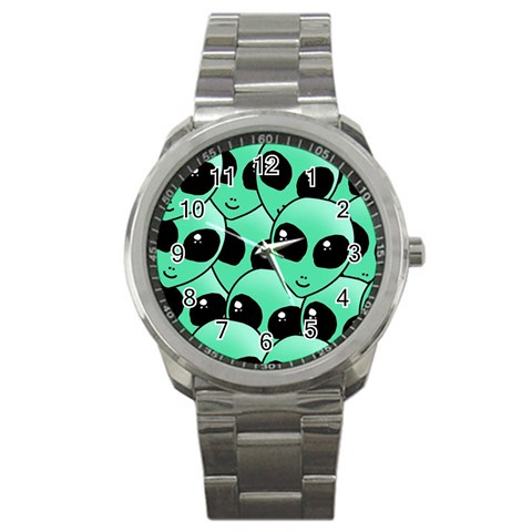 Alien Pattern Sport Metal Watch from ArtsNow.com Front