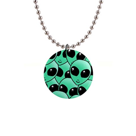 Alien Pattern 1  Button Necklace from ArtsNow.com Front