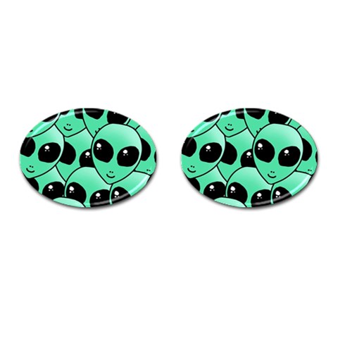 Alien Pattern Cufflinks (Oval) from ArtsNow.com Front(Pair)