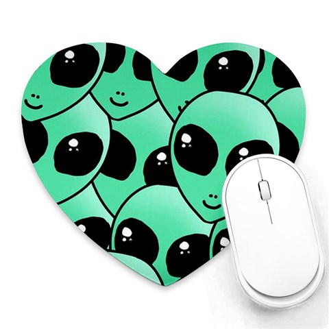 Alien Pattern Heart Mousepad from ArtsNow.com Front