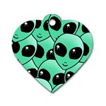 Alien Pattern Dog Tag Heart (Two Sides)