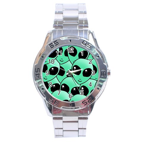 Alien Pattern Stainless Steel Analogue Watch from ArtsNow.com Front