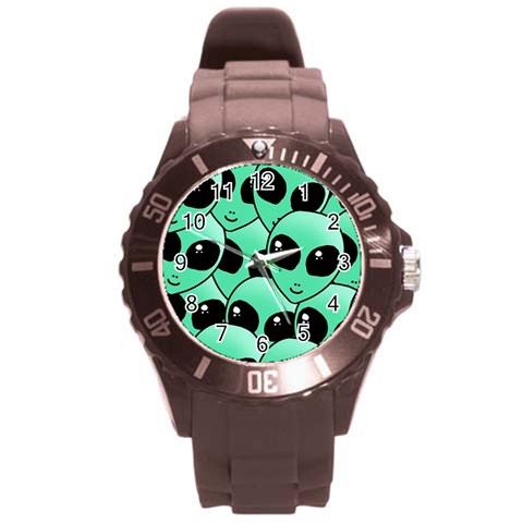 Alien Pattern Round Plastic Sport Watch (L) from ArtsNow.com Front