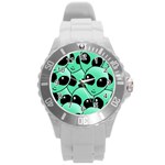 Alien Pattern Round Plastic Sport Watch (L)