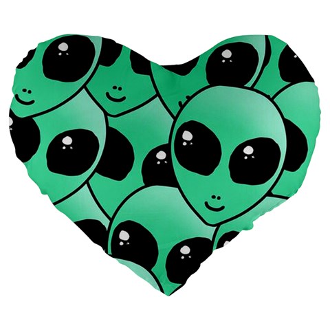 Alien Pattern Large 19  Premium Heart Shape Cushion from ArtsNow.com Front