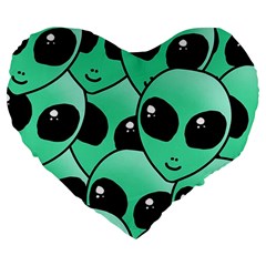 Alien Pattern Large 19  Premium Heart Shape Cushion from ArtsNow.com Front