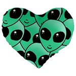 Alien Pattern Large 19  Premium Heart Shape Cushion
