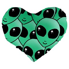 Alien Pattern Large 19  Premium Heart Shape Cushion from ArtsNow.com Back