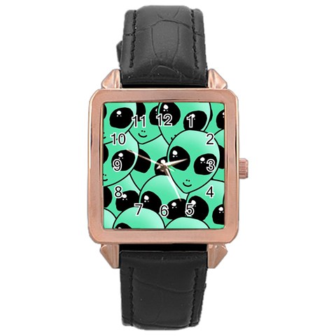 Alien Pattern Rose Gold Leather Watch  from ArtsNow.com Front
