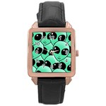 Alien Pattern Rose Gold Leather Watch 
