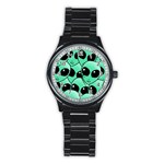 Alien Pattern Stainless Steel Round Watch
