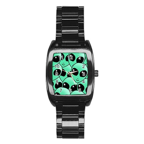 Alien Pattern Stainless Steel Barrel Watch from ArtsNow.com Front