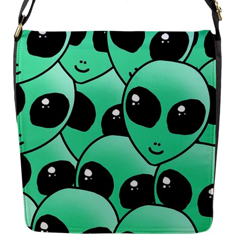 Alien Pattern Flap Closure Messenger Bag (S) from ArtsNow.com Front