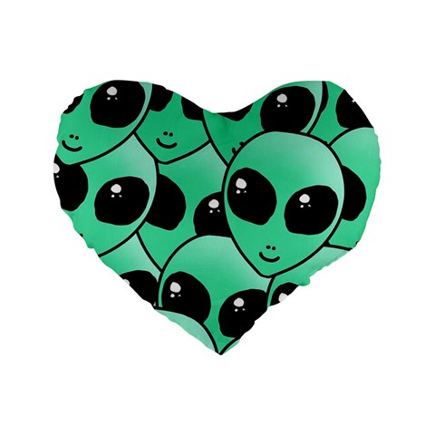 Alien Pattern Standard 16  Premium Flano Heart Shape Cushion  from ArtsNow.com Front