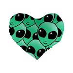 Alien Pattern Standard 16  Premium Flano Heart Shape Cushion 