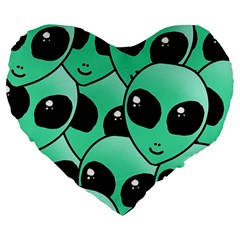 Alien Pattern Large 19  Premium Flano Heart Shape Cushion from ArtsNow.com Front