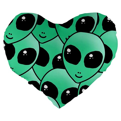 Alien Pattern Large 19  Premium Flano Heart Shape Cushion from ArtsNow.com Back