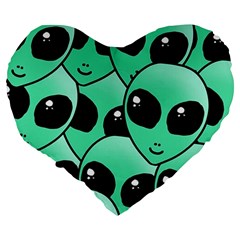 Alien Pattern Large 19  Premium Flano Heart Shape Cushion from ArtsNow.com Back