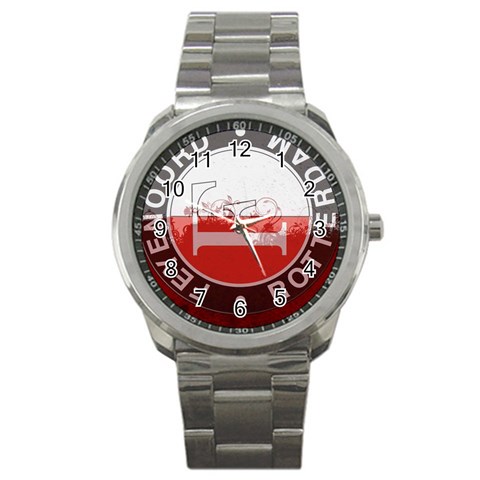 Feyenoord Rotterdam football club FC Logo Sport Metal Watch from ArtsNow.com Front