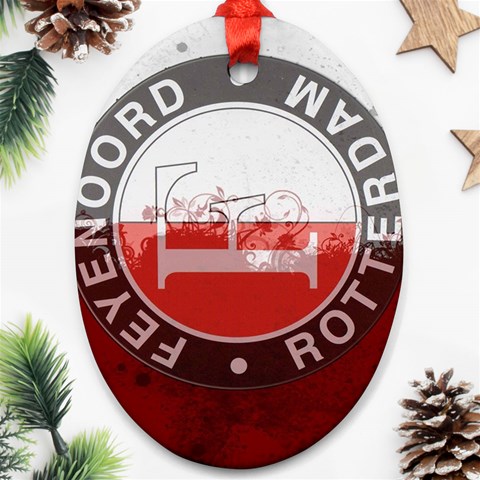 Feyenoord Rotterdam football club FC Logo Oval Ornament (Two Sides) from ArtsNow.com Front