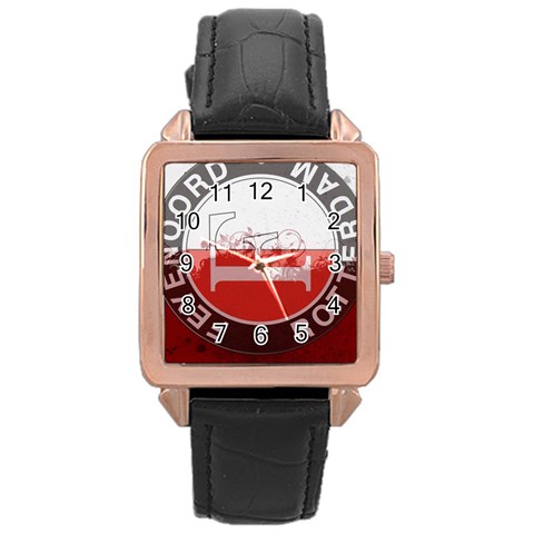 Feyenoord Rotterdam football club FC Logo Rose Gold Leather Watch  from ArtsNow.com Front
