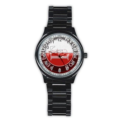 Feyenoord Rotterdam football club FC Logo Stainless Steel Round Watch from ArtsNow.com Front