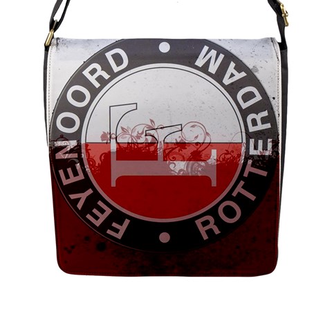 Feyenoord Rotterdam football club FC Logo Flap Closure Messenger Bag (L) from ArtsNow.com Front
