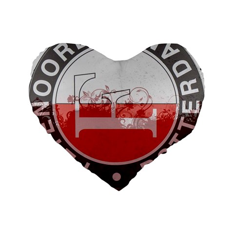 Feyenoord Rotterdam football club FC Logo Standard 16  Premium Flano Heart Shape Cushion  from ArtsNow.com Front