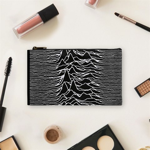 Joy Division Unknown Pleasures Pattern Cosmetic Bag (Small) from ArtsNow.com Front
