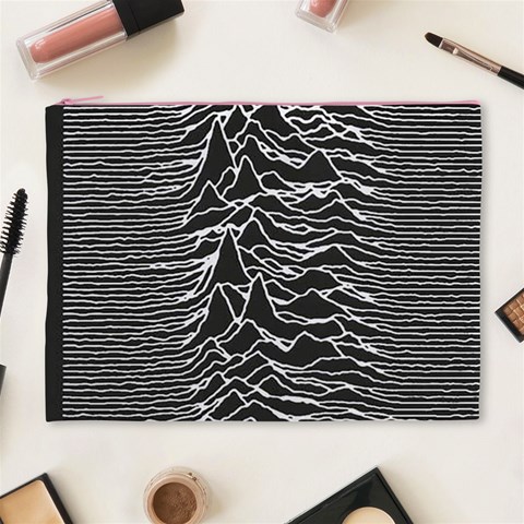 Joy Division Unknown Pleasures Pattern Cosmetic Bag (XL) from ArtsNow.com Front