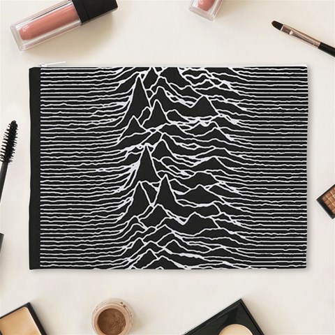 Joy Division Unknown Pleasures Pattern Cosmetic Bag (XL) from ArtsNow.com Front