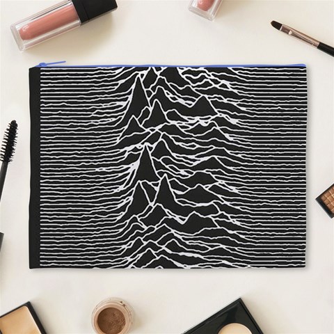 Joy Division Unknown Pleasures Pattern Cosmetic Bag (XL) from ArtsNow.com Front