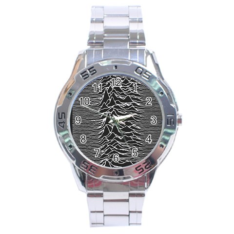Joy Division Unknown Pleasures Pattern Stainless Steel Analogue Watch from ArtsNow.com Front