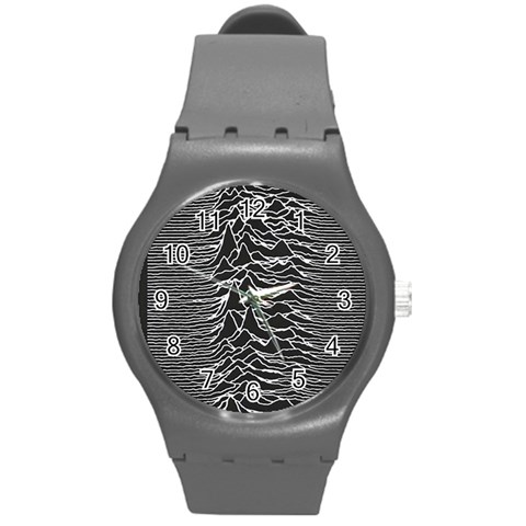 Joy Division Unknown Pleasures Pattern Round Plastic Sport Watch (M) from ArtsNow.com Front