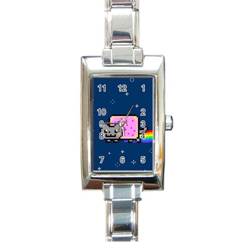 Nyan Cat Rectangle Italian Charm Watch from ArtsNow.com Front