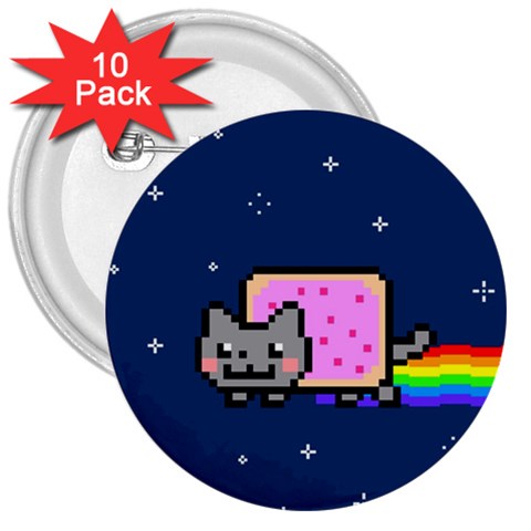 Nyan Cat 3  Button (10 pack) from ArtsNow.com Front