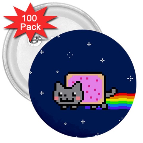 Nyan Cat 3  Button (100 pack) from ArtsNow.com Front