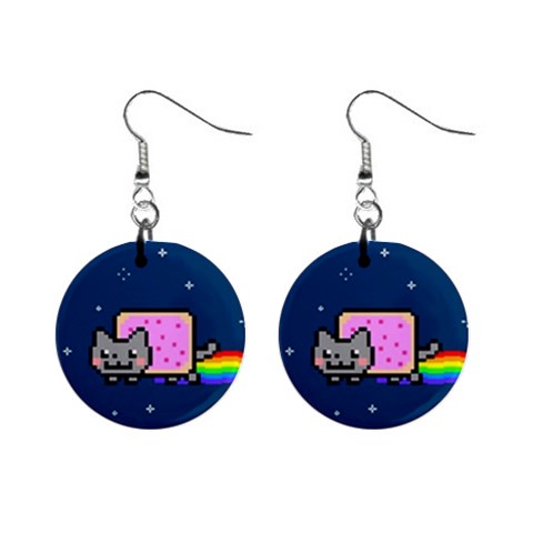 Nyan Cat 1  Button Earrings from ArtsNow.com Front