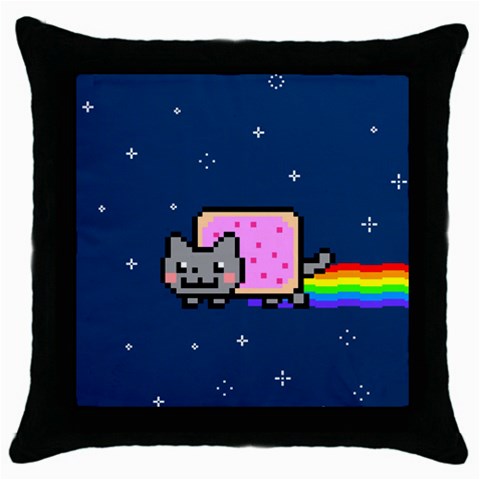 Nyan Cat Throw Pillow Case (Black) from ArtsNow.com Front