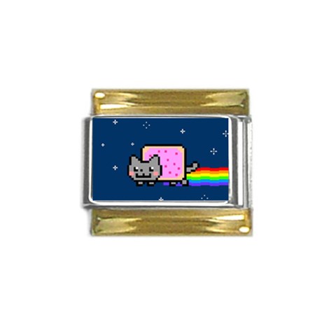 Nyan Cat Gold Trim Italian Charm (9mm) from ArtsNow.com Front